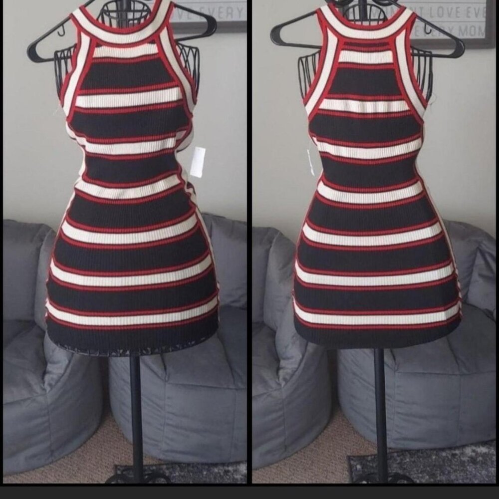 NWT Charlotte Russe bodycon summer thick pinstripe size medium - Picture 2 of 7